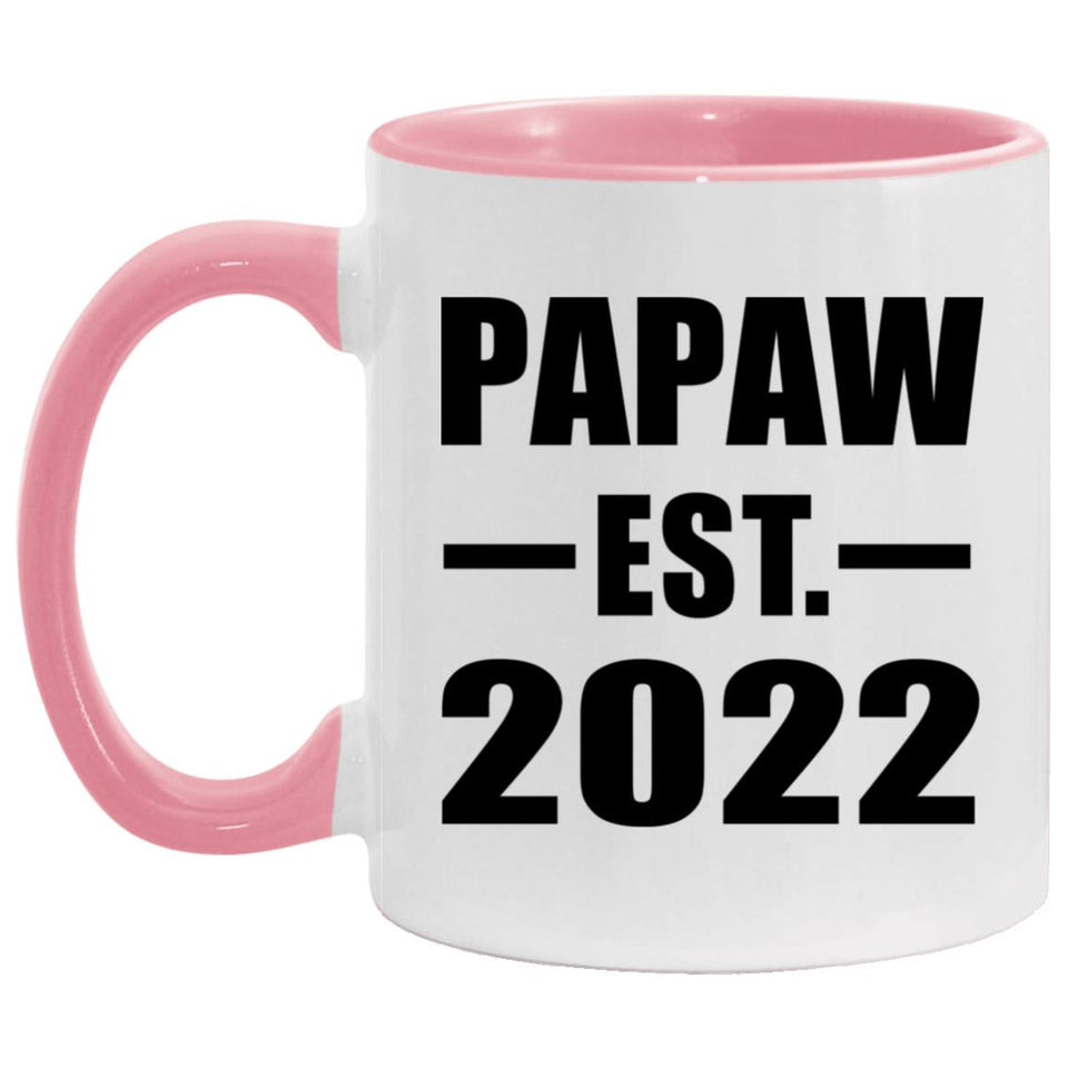 Papaw Established EST. 2022 - 11oz Accent Mug Pink