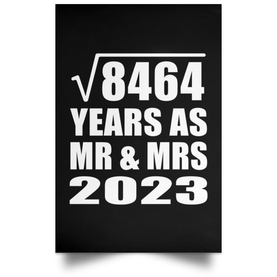 92nd Anniversary Square Root of 8464 Years As Mr & Mrs 2023 - Poster Portrait