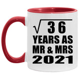 6th Anniversary Square Root of 36 Years As Mr & Mrs 2021 - 11oz Accent Mug Red