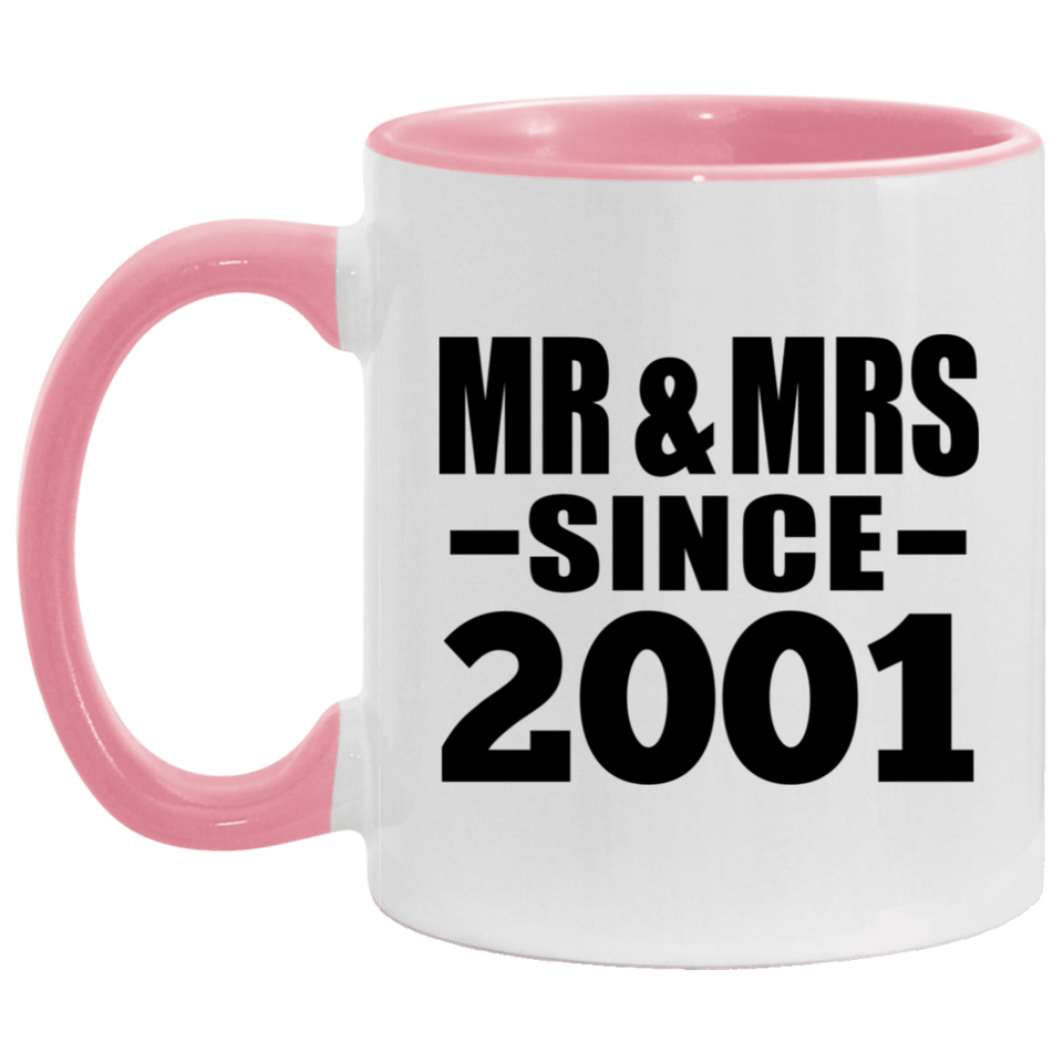 23rd Anniversary Mr & Mrs Since 2001 - 11oz Accent Mug Pink