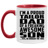 Proud Tailor Dad Of Awesome Son - 11oz Accent Mug Red