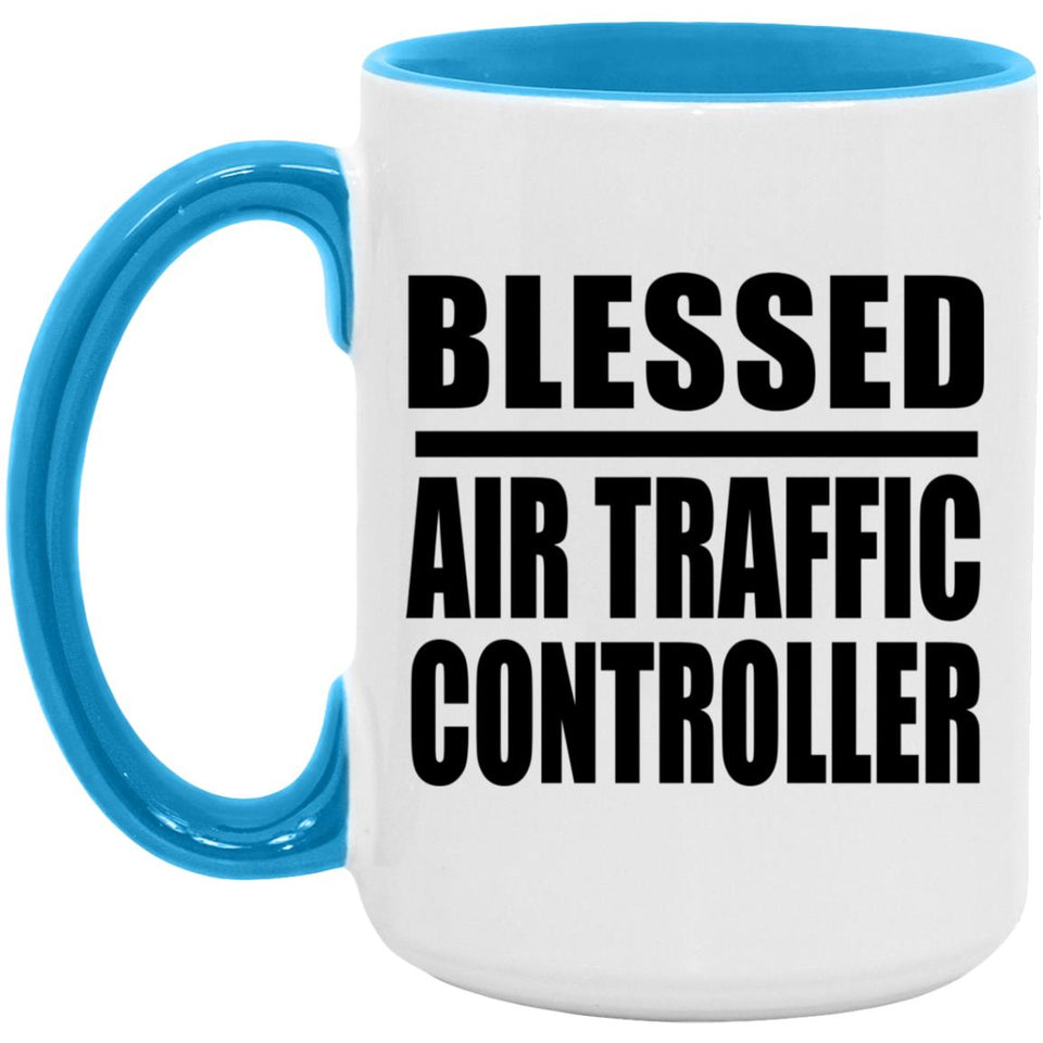 Blessed Air Traffic Controller - 15oz Accent Mug Blue