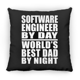 Software Engineer By Day World's Best Dad By Night - Throw Pillow Black