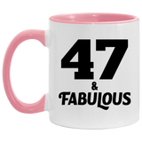 47th Birthday 47 & Fabulous - 11oz Accent Mug Pink