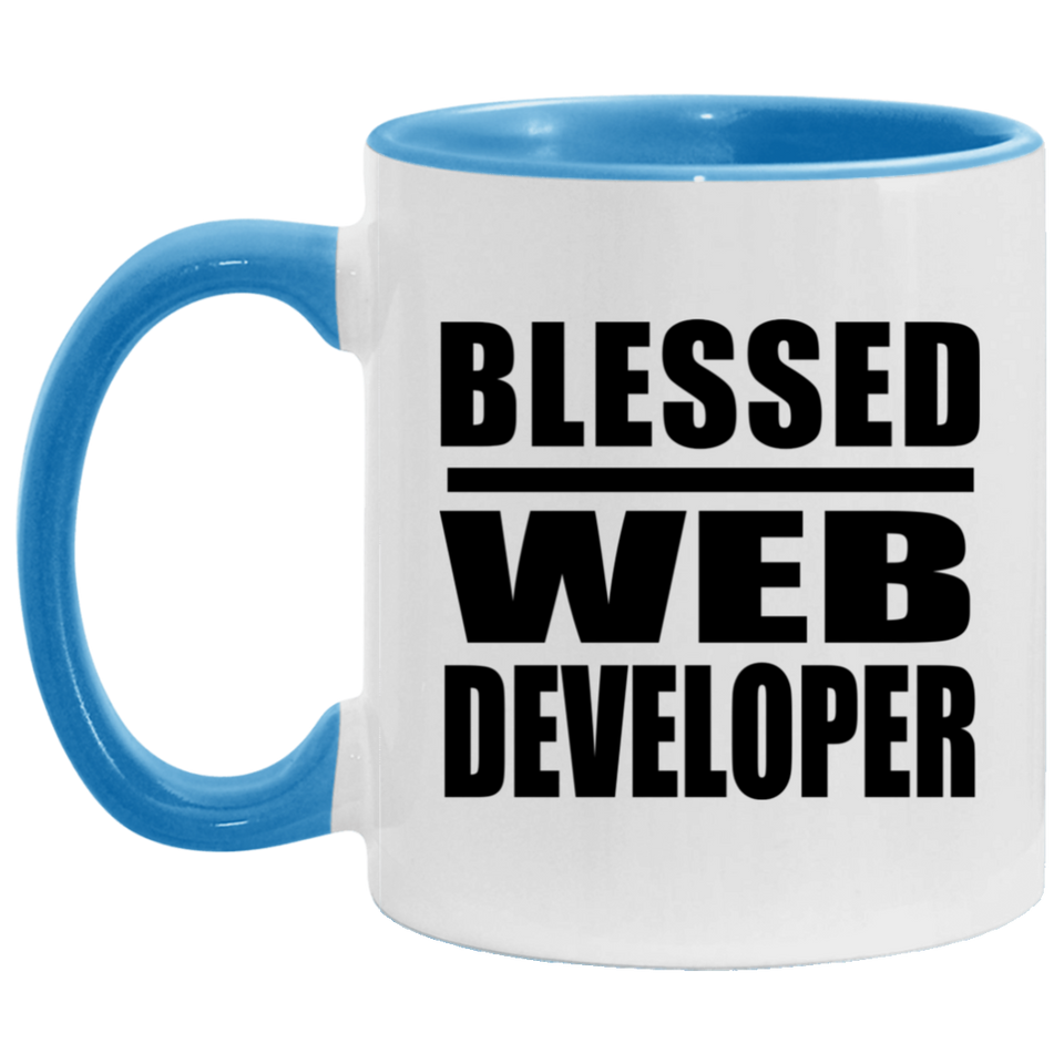 Blessed Web Developer - 11oz Accent Mug Blue