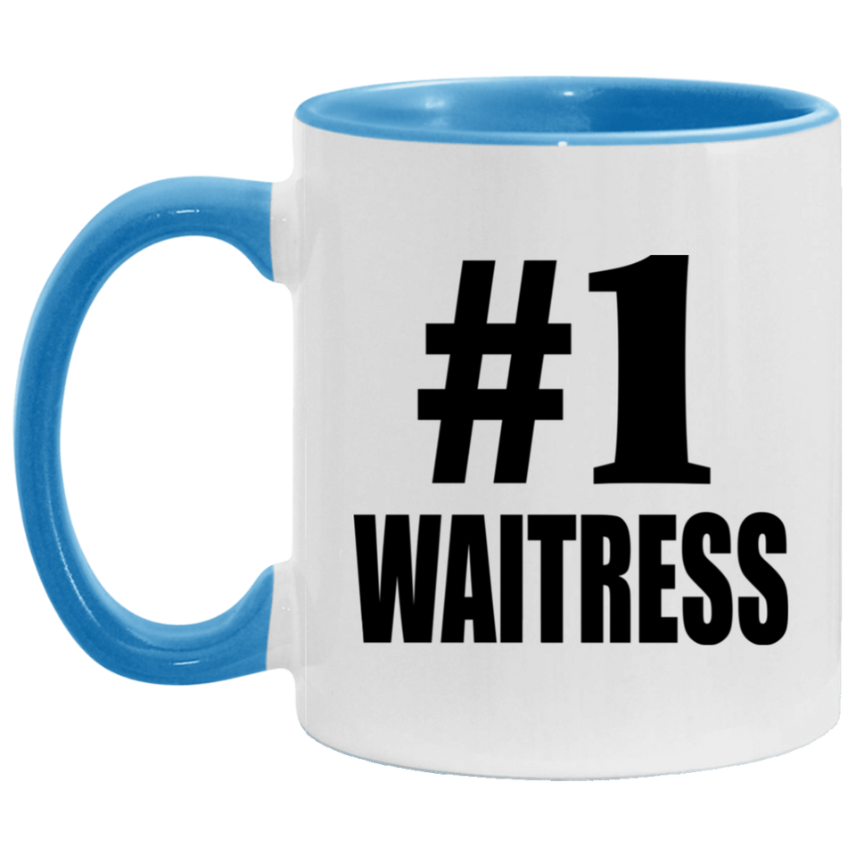 Number One #1 Waitress - 11oz Accent Mug Blue