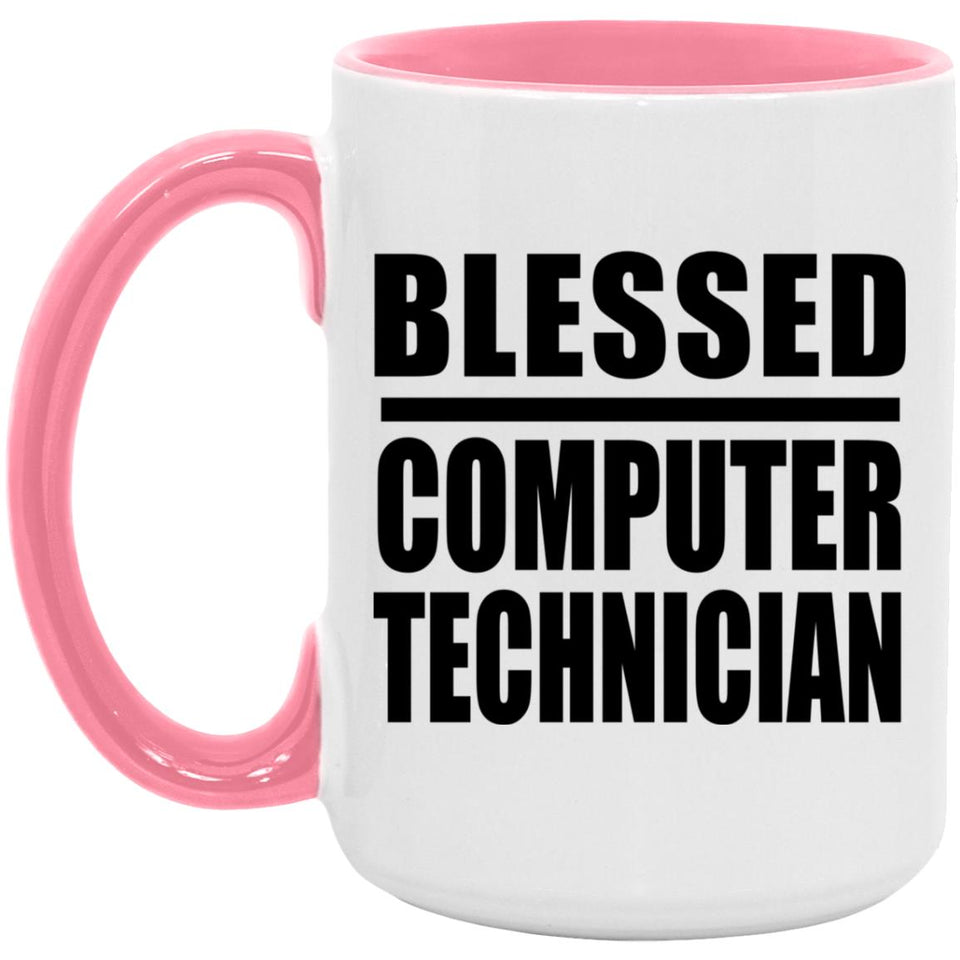 Blessed Computer Technician - 15oz Accent Mug Pink
