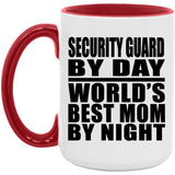 Security Guard By Day World's Best Mom By Night - 15oz Accent Mug Red