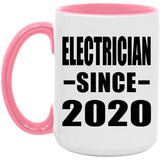 Electrician Since 2020 - 15oz Accent Mug Pink