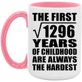 36th Birthday Square Root of 1296 Years of Childhood - 15oz Accent Mug Pink