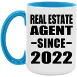 Real Estate Agent Since 2022 - 15oz Accent Mug Blue