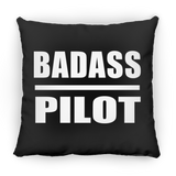 Badass Pilot - Throw Pillow Black