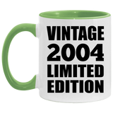 20th Birthday Vintage 2004 Limited Edition - 11oz Accent Mug Green
