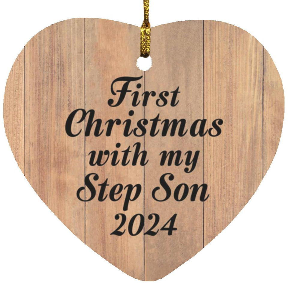 First Christmas With My Step Son 2024 - Heart Ornament C