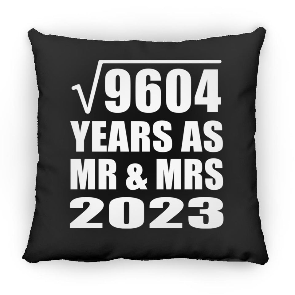 98th Anniversary Square Root of 9604 Years As Mr & Mrs 2023 - Throw Pillow Black