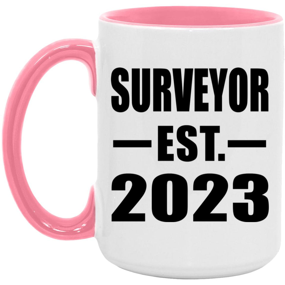 Surveyor Established EST. 2023 - 15oz Accent Mug Pink