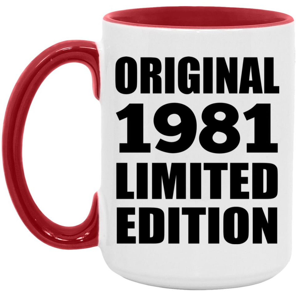 43rd Birthday Original 1981 Limited Edition - 15oz Accent Mug Red