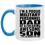 Proud Military Personnel Dad Of Awesome Son - 11oz Accent Mug Blue