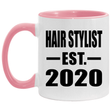 Hair Stylist Established EST. 2020 - 11oz Accent Mug Pink
