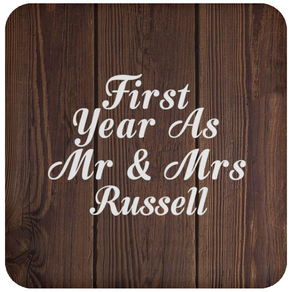 First Year As Mr & Mrs Russell - Drink Coaster D