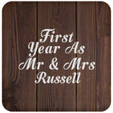 First Year As Mr & Mrs Russell - Drink Coaster D