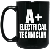 A+ Electrical Technician - 15oz Coffee Mug Black
