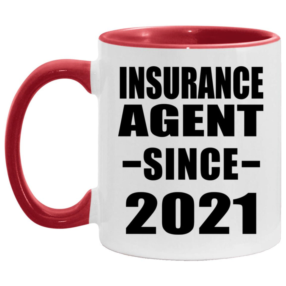 Insurance Agent Since 2021 - 11oz Accent Mug Red