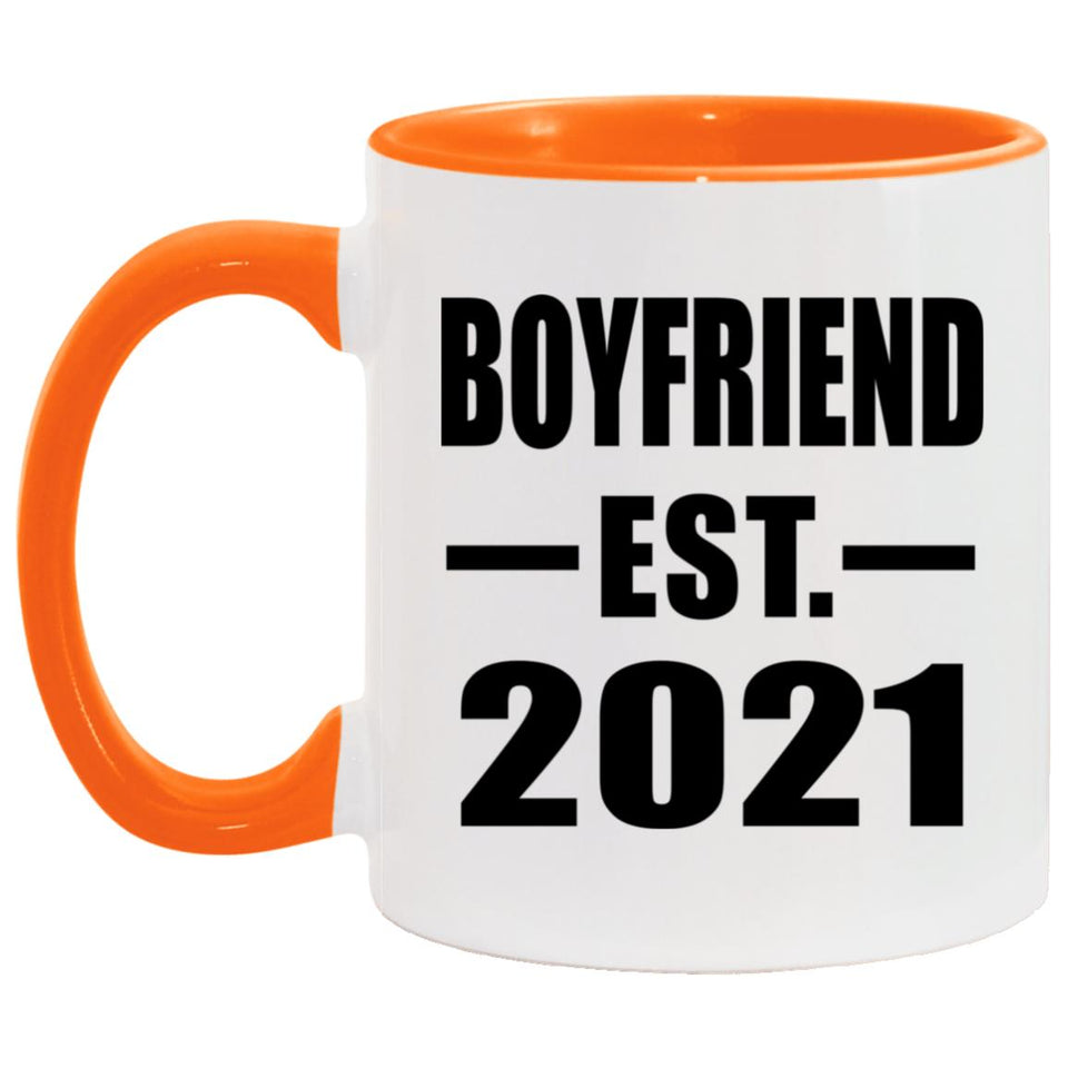 Boyfriend Established EST. 2021 - 11oz Accent Mug Orange