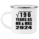 14th Anniversary Square Root of 196 Years As Mr & Mrs 2024 - 12oz Camping Mug