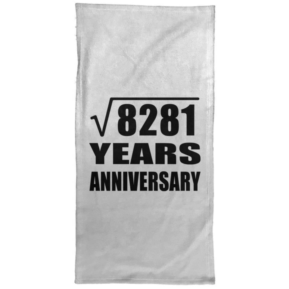 91st Anniversary Square Root of 8281 Years Anniversary - Hand Towel