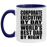Corporate Executive By Day World's Best Dad By Night - 11oz Accent Mug Purple