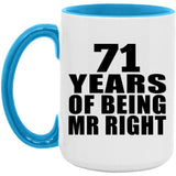 71st Anniversary 71 Years Of Being Mr Right - 15oz Accent Mug Blue