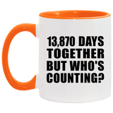 38th Anniversary 13,870 Days Together But Who's Counting - 11oz Accent Mug Orange
