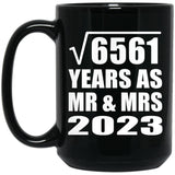 81st Anniversary Square Root of 6561 Years As Mr & Mrs 2023 - 15oz Coffee Mug Black