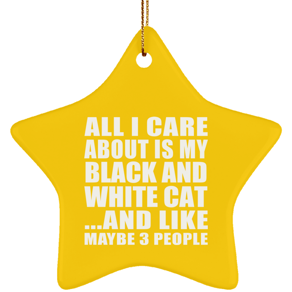 All I Care About Is My Black And White Cat - Star Ornament