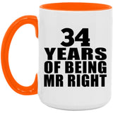 34th Anniversary 34 Years Of Being Mr Right - 15oz Accent Mug Orange