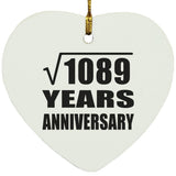 33rd Anniversary Square Root of 1089 Years Anniversary - Heart Ornament