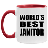 World's Best Janitor - 11oz Accent Mug Red