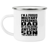 Proud Military Personnel Dad Of Awesome Son - 12oz Camping Mug