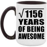 34th Birthday Square Root of 1156 Years of Being Awesome - 15oz Accent Mug Black