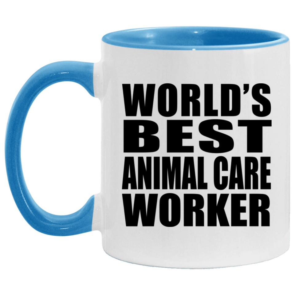 World's Best Animal Care Worker - 11oz Accent Mug Blue