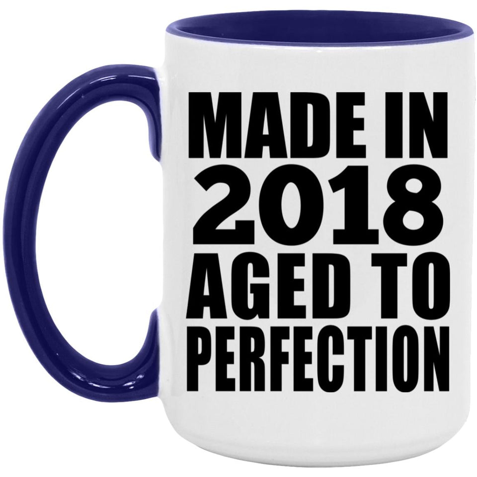6th Birthday Made In 2018 Aged to Perfection - 15oz Accent Mug Purple