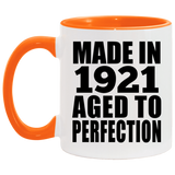 103rd Birthday Made In 1921 Aged to Perfection - 11oz Accent Mug Orange