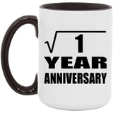 1st Anniversary Square Root of 1 Year Anniversary - 15oz Accent Mug Black