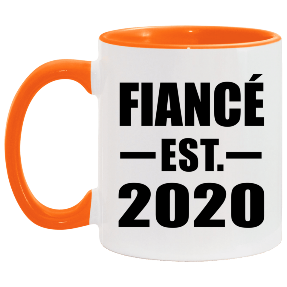 Fiance Established EST. 2020 - 11oz Accent Mug Orange