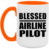 Blessed Airline Pilot - 15oz Accent Mug Orange