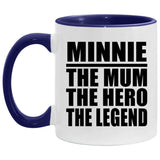 Minnie The Mum The Hero The Legend - 11oz Accent Mug Purple