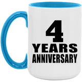 4th Anniversary 4 Years - 15oz Accent Mug Blue
