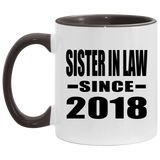 Sister In Law Since 2018 - 11oz Accent Mug Black