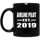 Airline Pilot Established EST. 2019 - 11oz Coffee Mug Black